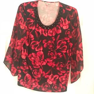 Black & Red beaded blouse